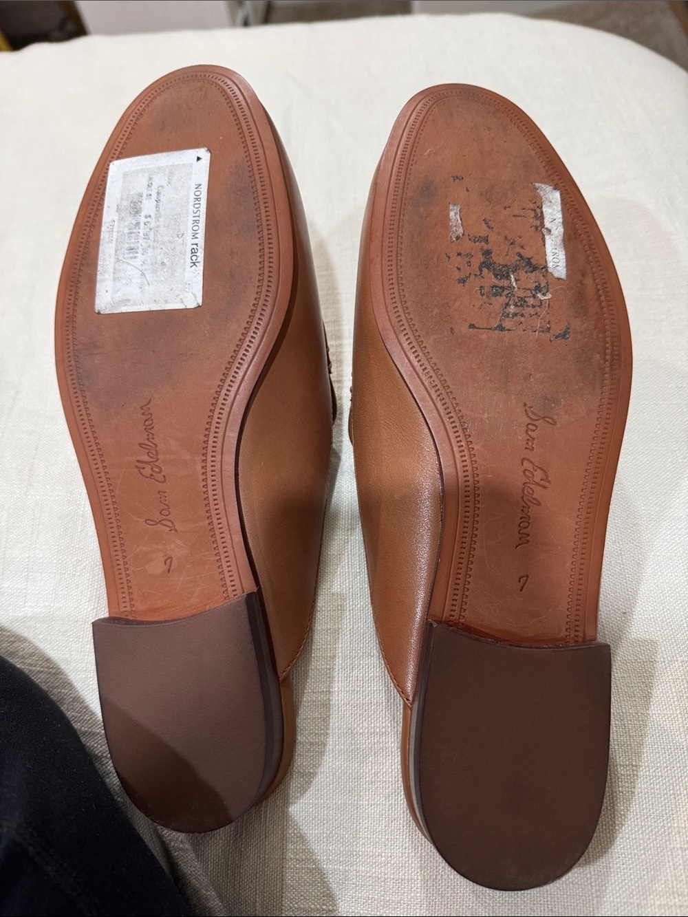 Sam Edelman Tan Leather Horsebit Backless Loafers - Picture 3 of 4